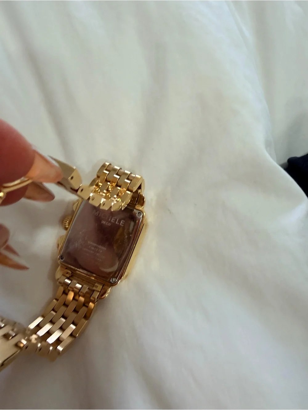 Michele Gold-Tone Diamond Accent Chronograph Bracelet Watch - Picture 9 of 14